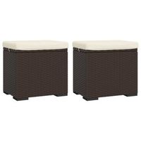otomana con cojines 2 uds marron ratan sintetico 40x30x40 cm vidaxl