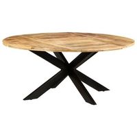 mesa de comedor madera de mango rugosa redonda 175x75 cm vidaxl