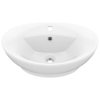 Lavabo De Baño Moderno | Lavabo Lujoso Con Rebosaderocerámica Blanco Mate 58,5x39 Cm