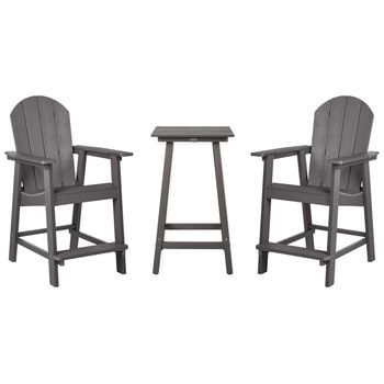 Conjunto De Balcón Mesa Alta Y Sillas Jardín Gris Oscuro Adirondack