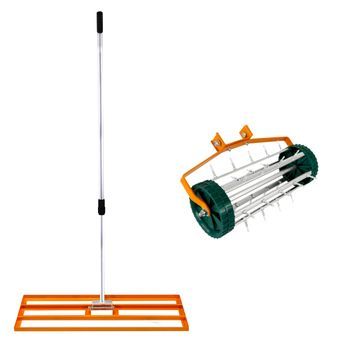 Nivelador De 100 Cm Y Aireador Rodante De Césped  (púas 3.8cm)  – Naranja