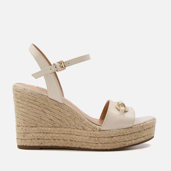 Dune London Kai Gold-Tone Leather Wedged sandals - UK 7