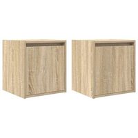juego de mesitas de noche de pared - mesillas de noche flotante roble sonoma 38x34x40 cm mc7223