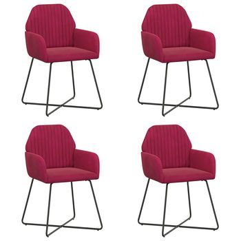 Sillas De Comedor 4 Uds. Terciopelo Rojo Vino 55 X 50 X 84 Cm Vidaxl