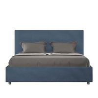 cama con somier acolchada 160x190 microfibra azul mika