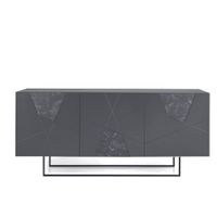 aparador de 3 puertas en madera negra efecto marmol 180x50 cm 80h