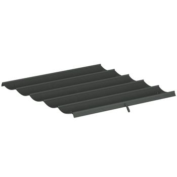 Outsunny Cubierta para Techo Retráctil de 2,5x2,55m para Pérgola 3x3 Tela de Repuesto con 10 Orificios de Drenaje Gris Oscuro   Aosom España