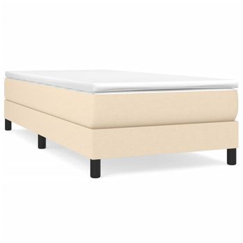 Cama Box Spring Con Colchón Tela Color Crema 80x200 Cm
