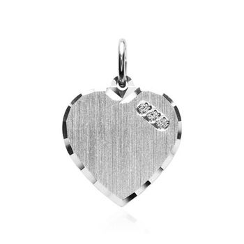 Colgante corazón grabado de plata 925 con circonita cúbica