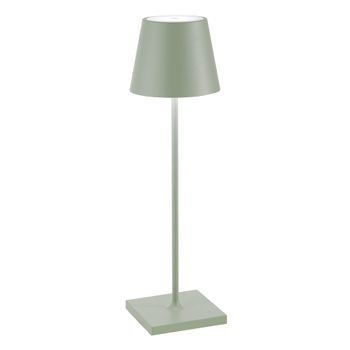 Lámpara De Mesa Led Zafferano Poldina Pro Verde Salvia Recargable Regulable Hasta 12 H Ip65 Uso Exterior