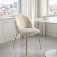 silla de borreguito blanco y acero dorado 59 cm