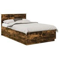 cama matrimonial  cama para adulto  estructura de cama con cabecera roble ahumado 120 x 190 cm