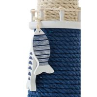 faro decorativo de madera y cuerda azul 10 x 10 x 32 cm