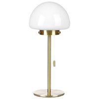 lampara de mesa de vidrio dorado blanco 39 cm base metal pantalla interruptor moruga