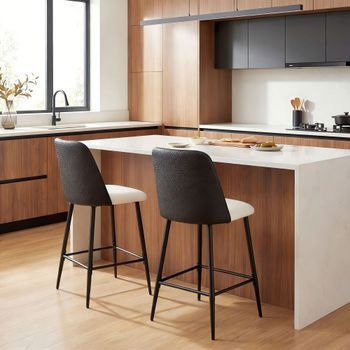 Taburetes De Bar De Lino Pu Acero Homcom 45x54,5x94 Cm Negro