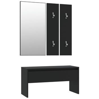 Juego De Muebles De Recibidor Madera De Ingeniería Negro Vidaxl