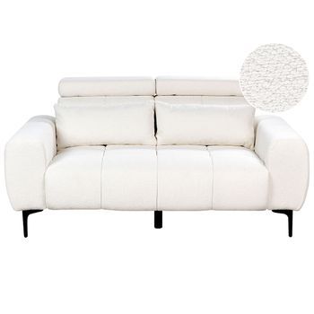 Sofá Moderno Tapizado 2 Plazas Con Reposacabezas Ajustable De Bouclé Blanco Vegamo