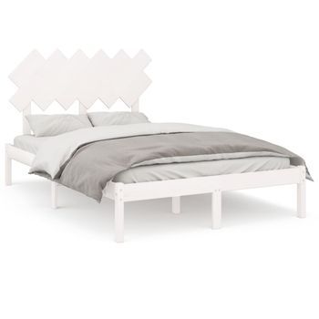 Estructura De Cama De Madera Maciza Blanco 120x200 Cm Vidaxl