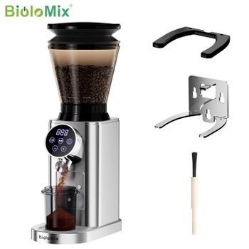Molinillo de café eléctrico BioloMix con soporte extraíble, con 48 configuraciones de molienda ajustables, para café expreso
