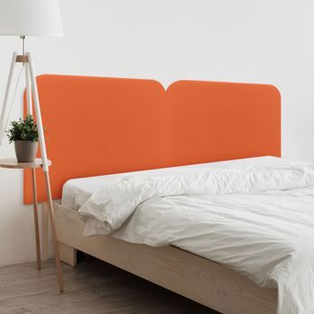 Dhome Cabecero Naranja Curvo Tapizado En Polipiel 200 Dual Con Patas Altura 125cm Para Pared Acústico Absorbente Cama Dormitorio (naranja, 200 Dual)