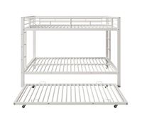 cama litera 140x200 cm - estructura de hierro cama con cama extraible barandilla alta blanco