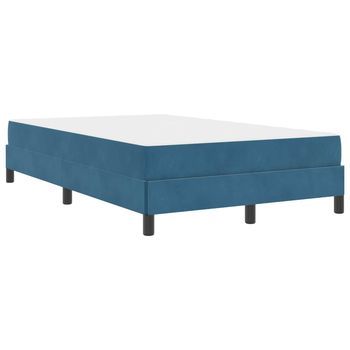 Cama Matrimonial | Cama Para Adulto | Cama Tipo Box Spring Con Colchón Azul Oscuro 120 X 190 Cm Tela