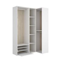 vestidor de rincon con estantes y zapatero integrado
