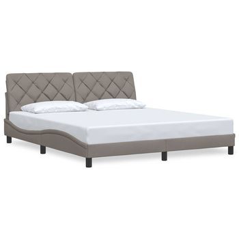 Cama Matrimonial | Cama Para Adultos | Cama Sin Colchón Tela Gris Taupe 180x200 Cm