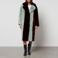 jakke katie striped faux fur coat - s