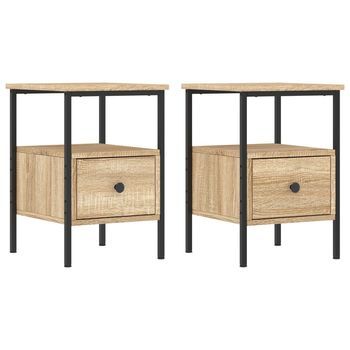 Mesitas Noche 2 Uds Madera Ingeniería Roble Sonoma 34x36x50 Cm Vidaxl