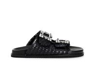 zapatilla de piel trenzada con hebilla de doble joya black