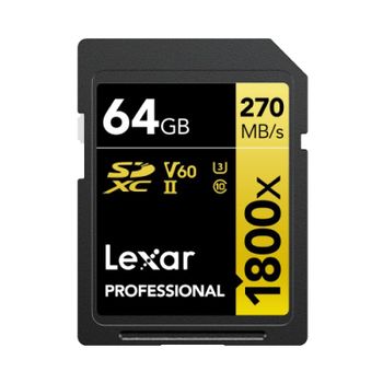 Lexar Professional 1800x Tarjeta SDXC 64GB UHS-II U3 V60 Clase 10