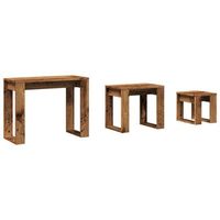mesas apilables 3 uds madera de ingenieria madera envejecida vidaxl