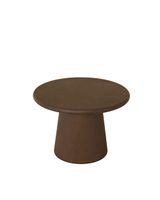 mesa de centro redonda de microcemento en tono marron 80x43cm