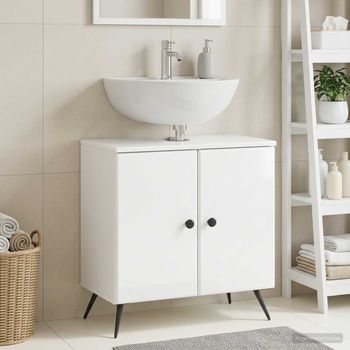 Vidaxl Mueble De Lavabo Para Baño Breda Blanco Brillante