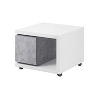 mesita auxiliar con cajon coleccion bergamo 70x70cm colores blanco y gris