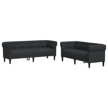 Juego De Sofás 2 Piezas Tela Negro Vidaxl