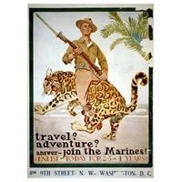 legendarte - cartel de propaganda de guerra vintage travelr adventurer answer - join the marines - cuadro lienzo impresion digital cm 50x70