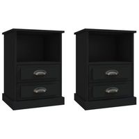 pack 2 uds mesitas de noche  mesa auxiliar  mesilla negro 43x36x60 cm