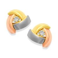 9ct Gold Three Colour Cubic Zirconia Knot Stud Earrings - G4612