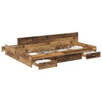 cama matrimonial  cama para adulto  cama con almacenamiento con cabecera madera vieja 135 x 190 cm