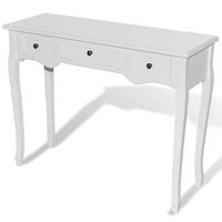 mesa consola  mesa de entrada  mesa auxiliar tocador con tres cajones blancos