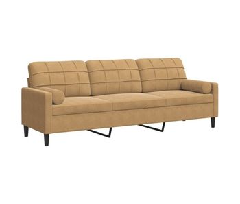 Sofá de 3 plazas - sofá de salón con cojines terciopelo marrón 210 cm