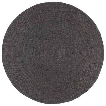 Alfombra De Yute Tejida A Mano Redonda Gris Oscuro 240 Cm Vidaxl
