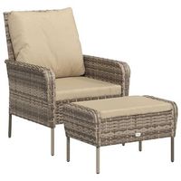 sillon de jardin  silla de jardin con reposapies ratan sintetico marron claro