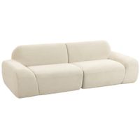 homcom sofa de 3 plazas redondeado sin armazon con asiento amplio y acolchado sin montaje blanco crema   aosom espana