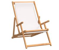 vidaxl silla de playa plegable de madera maciza de teca crema