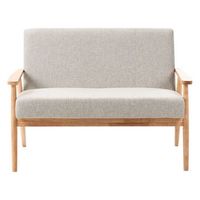 sofa retro de 2 plazas tapizado de poliester estructura de madera gris y marron claro esrum