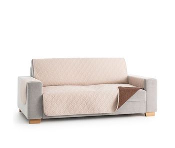 Cubre sofá dry, acolchado, reversible y con protección total antilíquidos beige/marrón