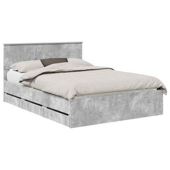 Estructura De Cama Gris Concreto 140 X 190 Cm Madera Ingenieril Vidaxl